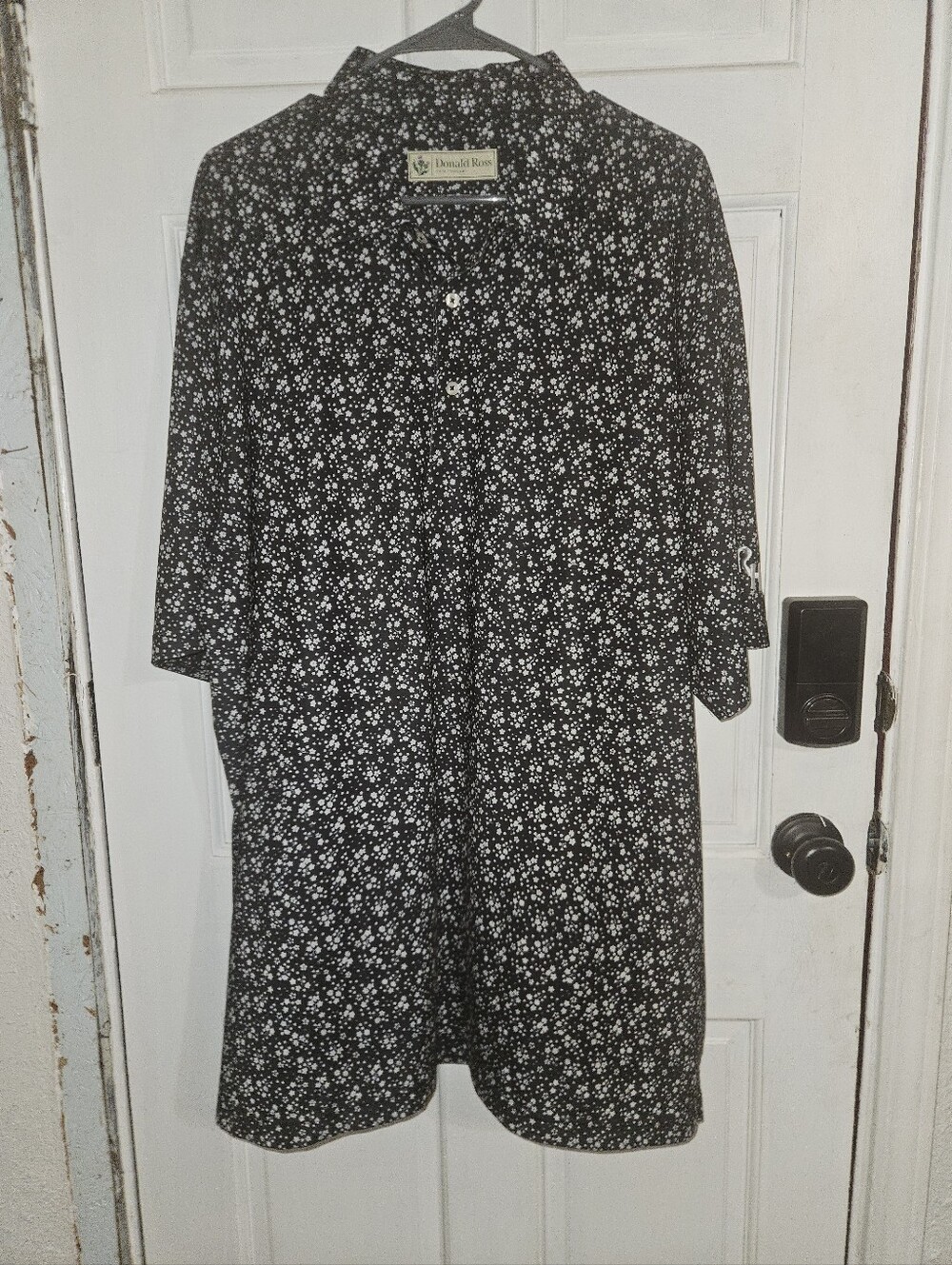 Donald Ross Black/ White Floral Golf Shirt XXL